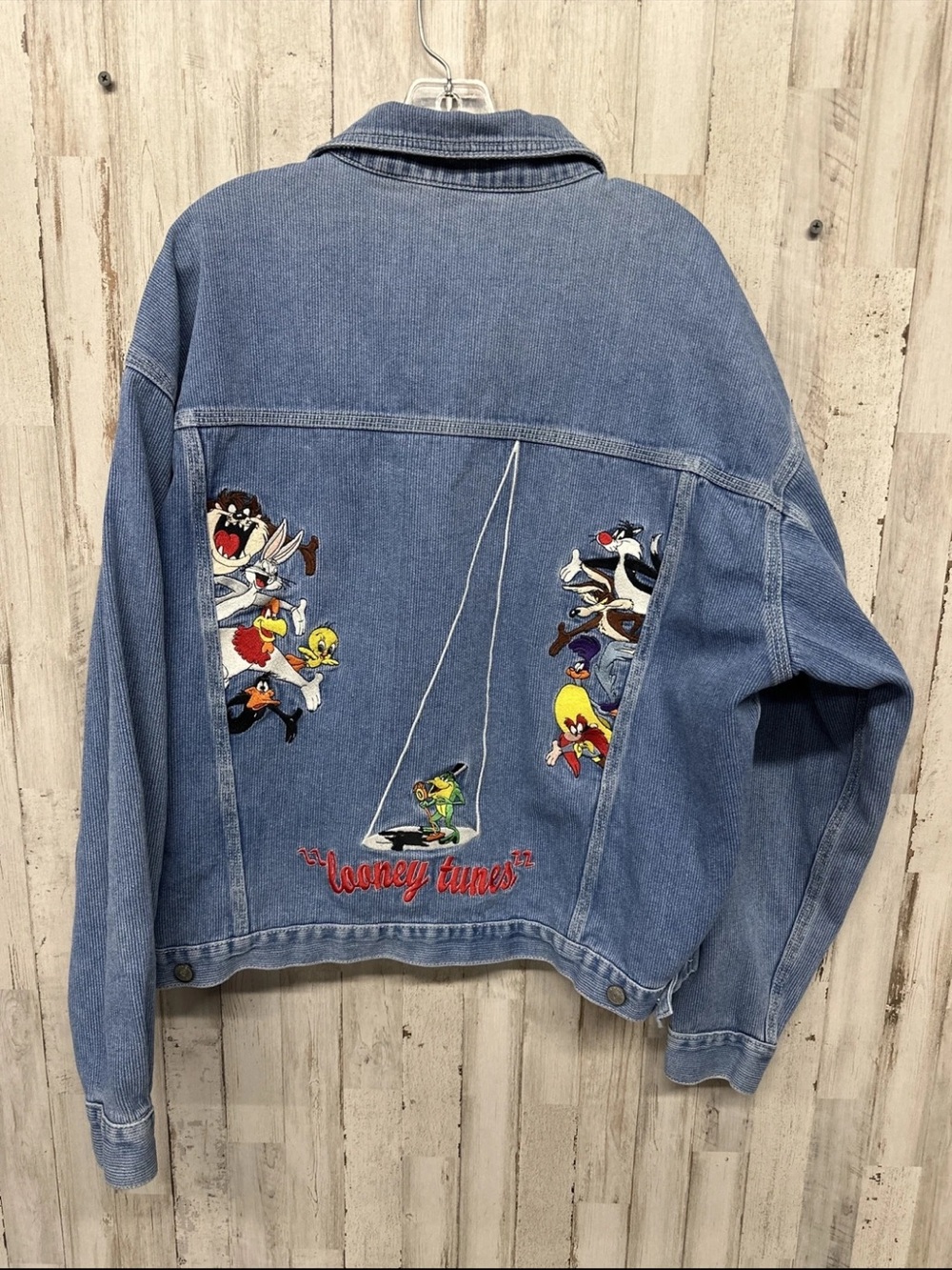 1996 Vintage Looney Tunes Embroidered Blue Denim Jacket
